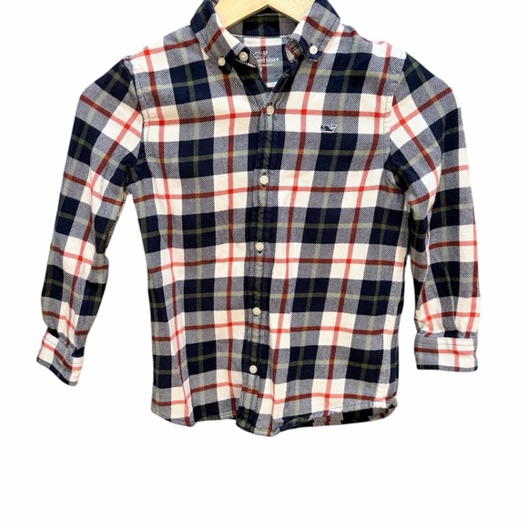 Vineyard Vines Navy and Red Plaid Kids Button-Down Shirt - Picture 2 of 7